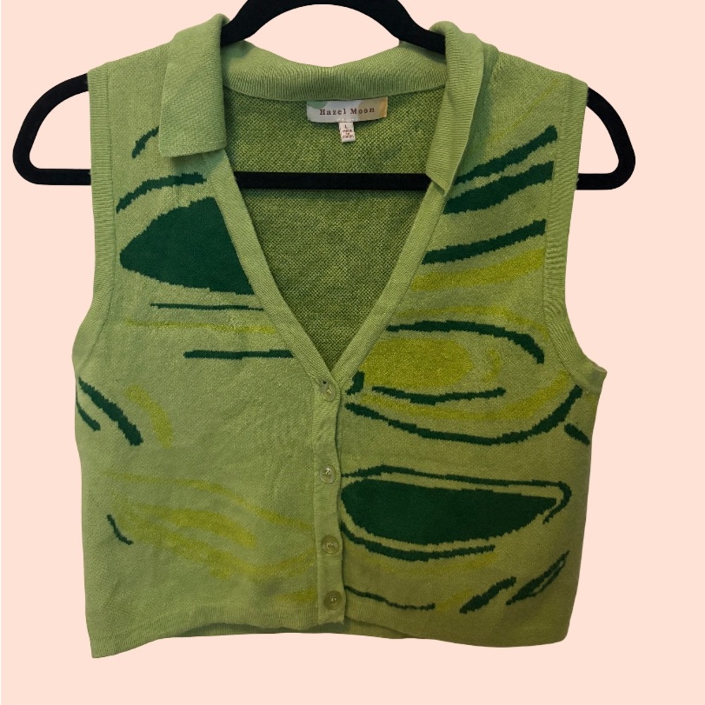 Green cropped Knit vest Top
